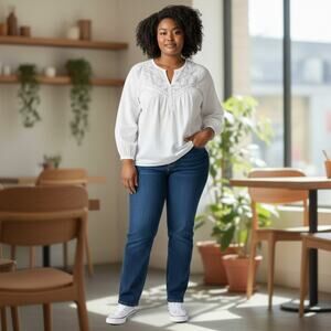 Torrid White Long Sleeve Blouse Top Plus Size 5X Button Henley Lace